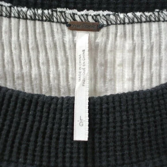 Free People Black and Cream Crop Top with Red Accents - Picture 6 of 7